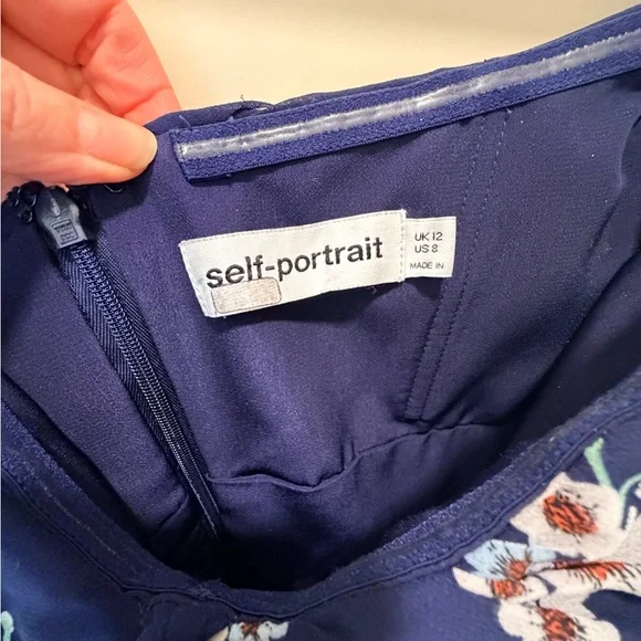 Self-Portrait Navy Floral Long Sleeve Dress - Picture 6 of 8